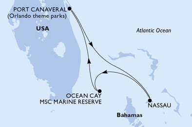 Itinerar plavby lodí - Plavba lodí Ocean Cay