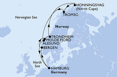 Itinerar plavby lodí - Plavba lodí Molde