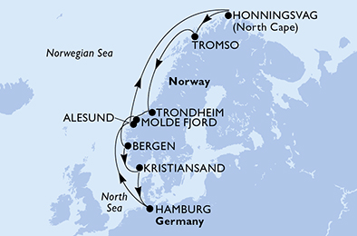 Itinerar plavby lodí - Plavba lodí Tromso
